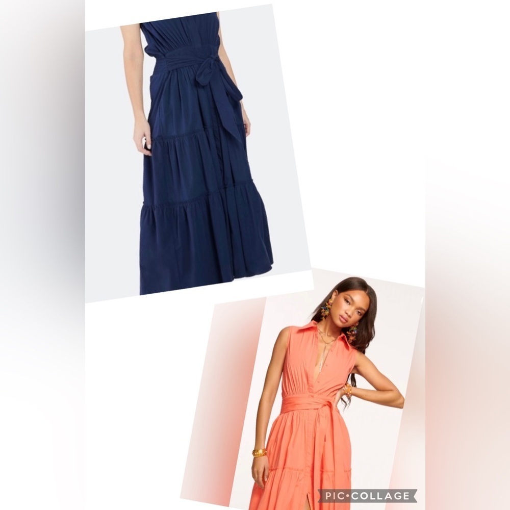 RAMY BROOK  NWT Camila Tiered Midi Dress.  NAVY - L